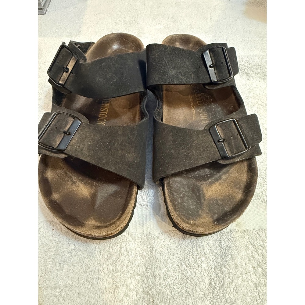 Birkenstock Arizona Black Birko-Flor Two Strap Sandals Mens 6 Womens 8 EU 39